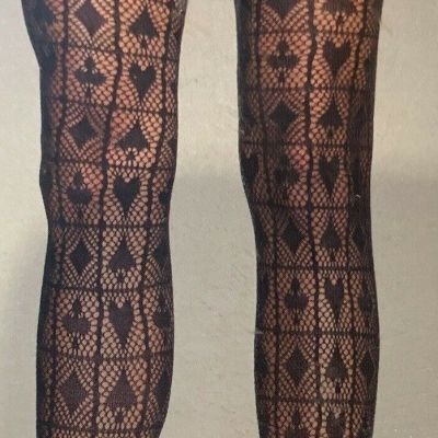 New Black fishnet stockings women XS S M cards party Hearts Diamonds Halloween